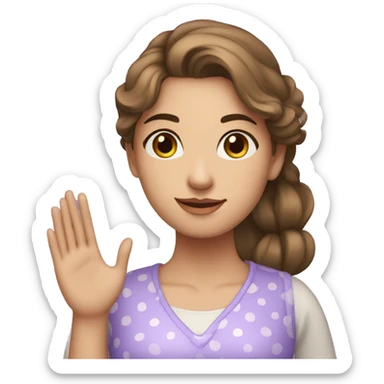 A young woman with lavender kurti white spots saying bye sticker