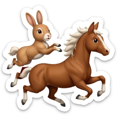 Exciting rabbit galloping horse sticker