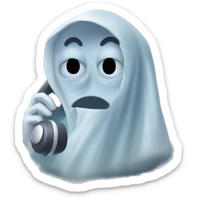 Generate a Ghost taking a phone call  sticker