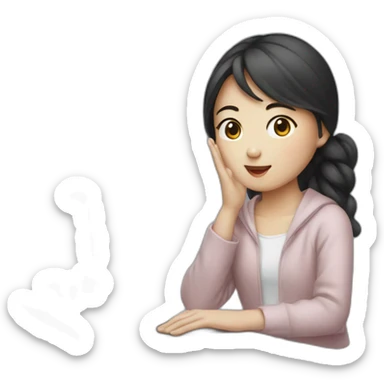 Korean girl with macbook sticker