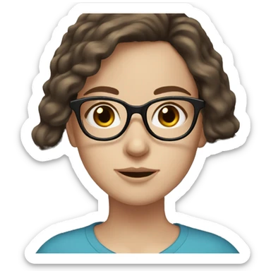 White girl with blue eyes dark brown hair and glasses  sticker
