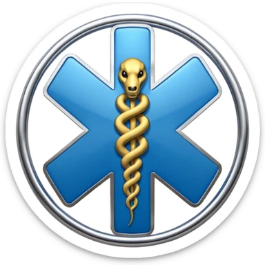 simple blue medical star of life symbol with rod and snake emblem sticker