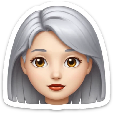 sexy Girl emoji with metallic silver hair, iOS emoji style, soft facial features, glossy chrome hair texture, minimal shading, clean background, modern aesthetic sticker