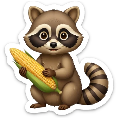 racoon with corn sticker