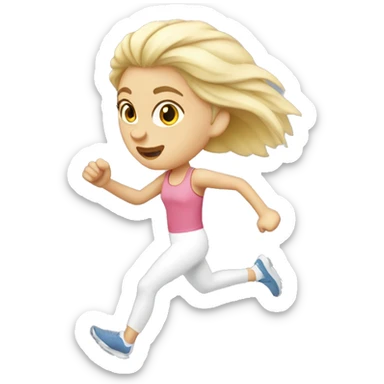  slavic blonde white skinny girl running  sticker