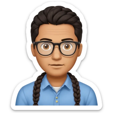 dark haired and braided man with glasses sticker