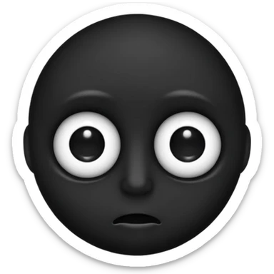 black face emoji, no mouth, two creepy eyes that look into your soul, not human-like sticker