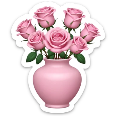 vase with pink roses sticker