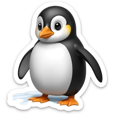 Penguin being hit in the snow sticker