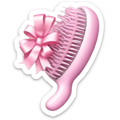 light pink hairbrush inspired by a tangle teezer with a bow in the middle sticker