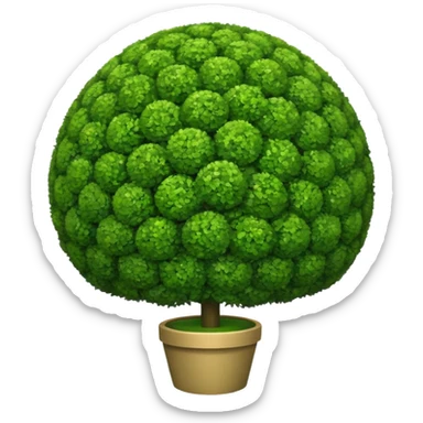ball shaped topiary tree emoji, round green bush on trunk, spherical garden tree, emoji style, white background sticker