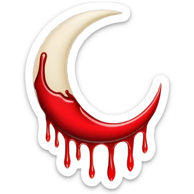 Black crescent moon with blood dripping from it  sticker
