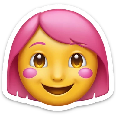 classic yellow round emoji with pink paint effect from just below the eyes to the chin sticker