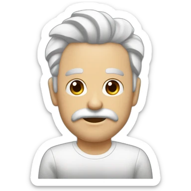 Hombre moreno con barba blanca en barbilla y delgado sticker