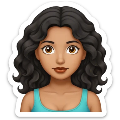 Latina with black wavy hair sticker