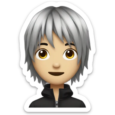 emo boy choppy hair side bangs sticker