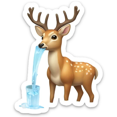 deer drinking water with its head lowered sticker