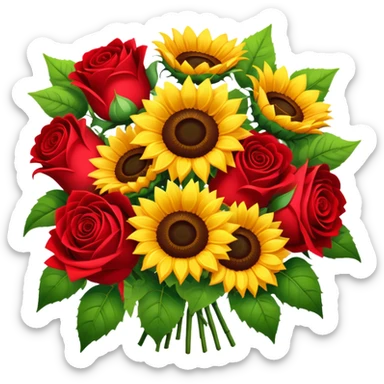 Sunflower and red rose bouquet  sticker