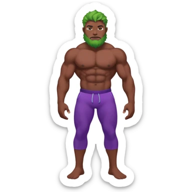 A big green man with abs and purple pants sticker