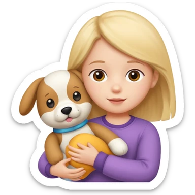 child with dog toy sticker