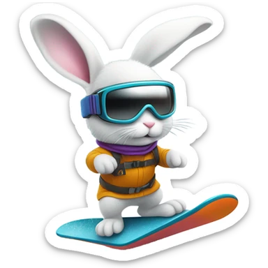 Bunny snowboarding  sticker