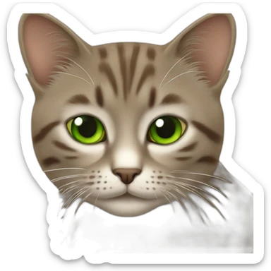 Chat marron avec les yeux vert qui rigole sticker