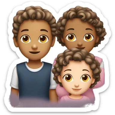 3 siblings 1 boy baby 2 girls  sticker