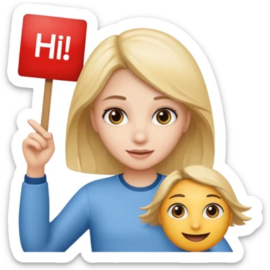 a girl holding a sign that says “hi sam 67” sticker