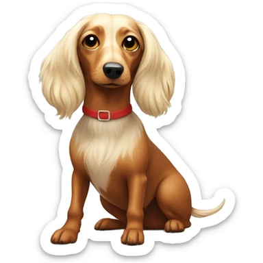 Christmas long haired weenie dog sticker
