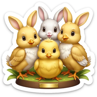 spring trophy with baby chicks and bunnies sticker