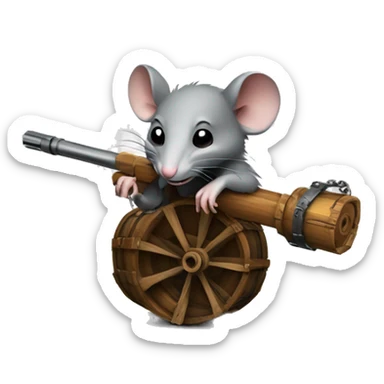 Rat with a 6 barrel minigun made of wood and metal  sticker
