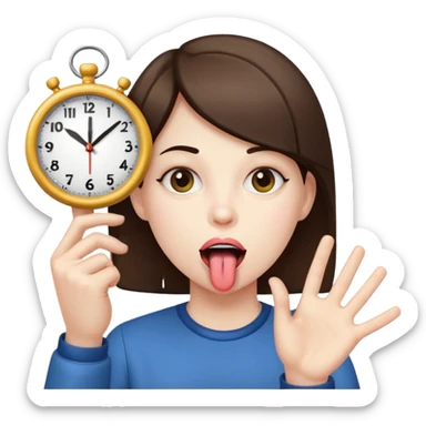 Stick tongue out with the clock it fingers ￼ sticker