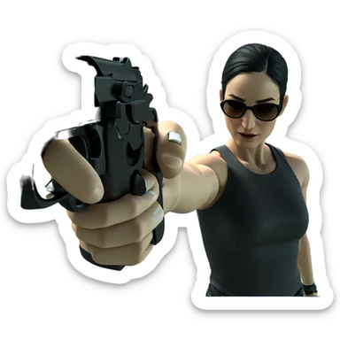 girl with gun and sunglasses sticker
