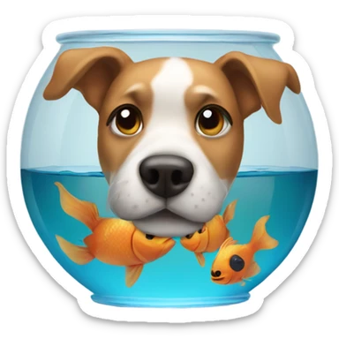 Dog in a fish bowl sticker