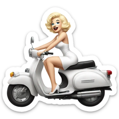 Marilyn Monroe riding a moped in her white dress sticker
