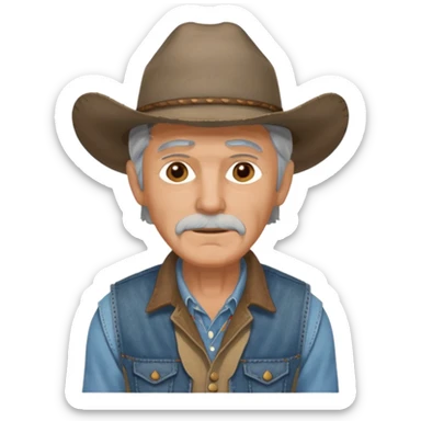 old cowboy with vest sticker