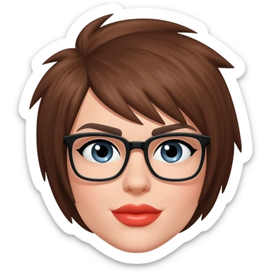 Female very short brown hair few spikes glasses lips sticker