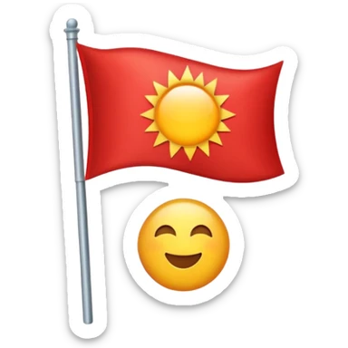 Red flag northwest background is blue with sun sticker