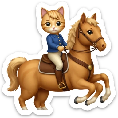 cat riding a horse sticker