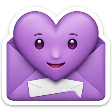 IOS's love letter emoji but with a purple heart instead of a red heart, closed sticker