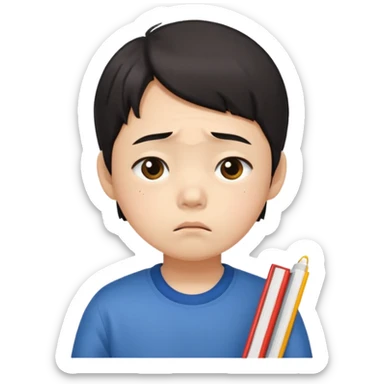a Korean five-year-old who’s exhausted from studying sticker