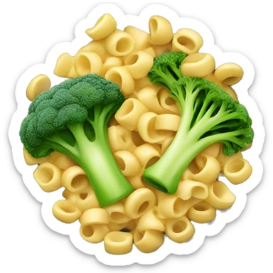 dish with macaroni and pieces of broccoli sticker
