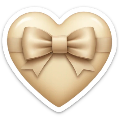 A beige heart with a bow sticker