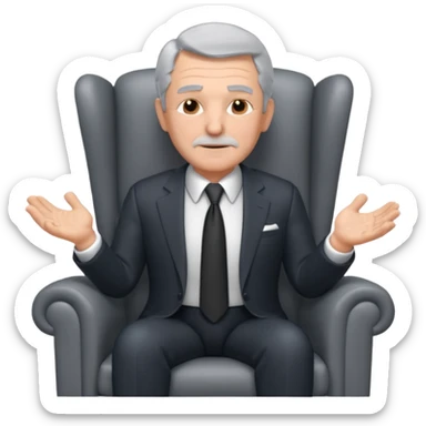 elderly businessman sitting in an armchair, wearing a formal suit and tie, gray hair, confident wise expression, corporate boss vibe, 3D cartoon style, mobile game icon style, clean background, no text, no watermark
 sticker
