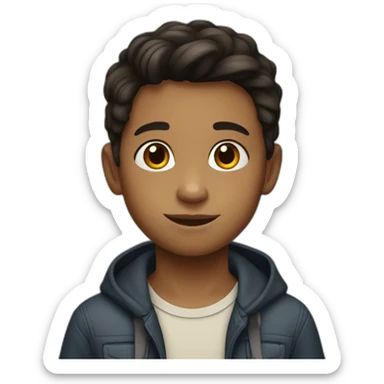 7 year old boy with dark hair and light -brown skin  sticker