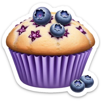 Lavender sprig flower muffin with blueberry and sugar crystals sticker