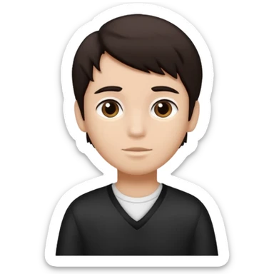 Dark brown hair, black and white skined and is a boy sticker