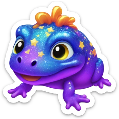Two Kawaii neon glitter newt emoji    sticker