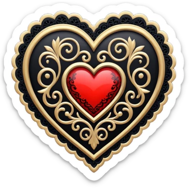 goth heart with a black lace medallion sticker