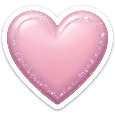 Pastel pink skinny heart with sparkle sticker